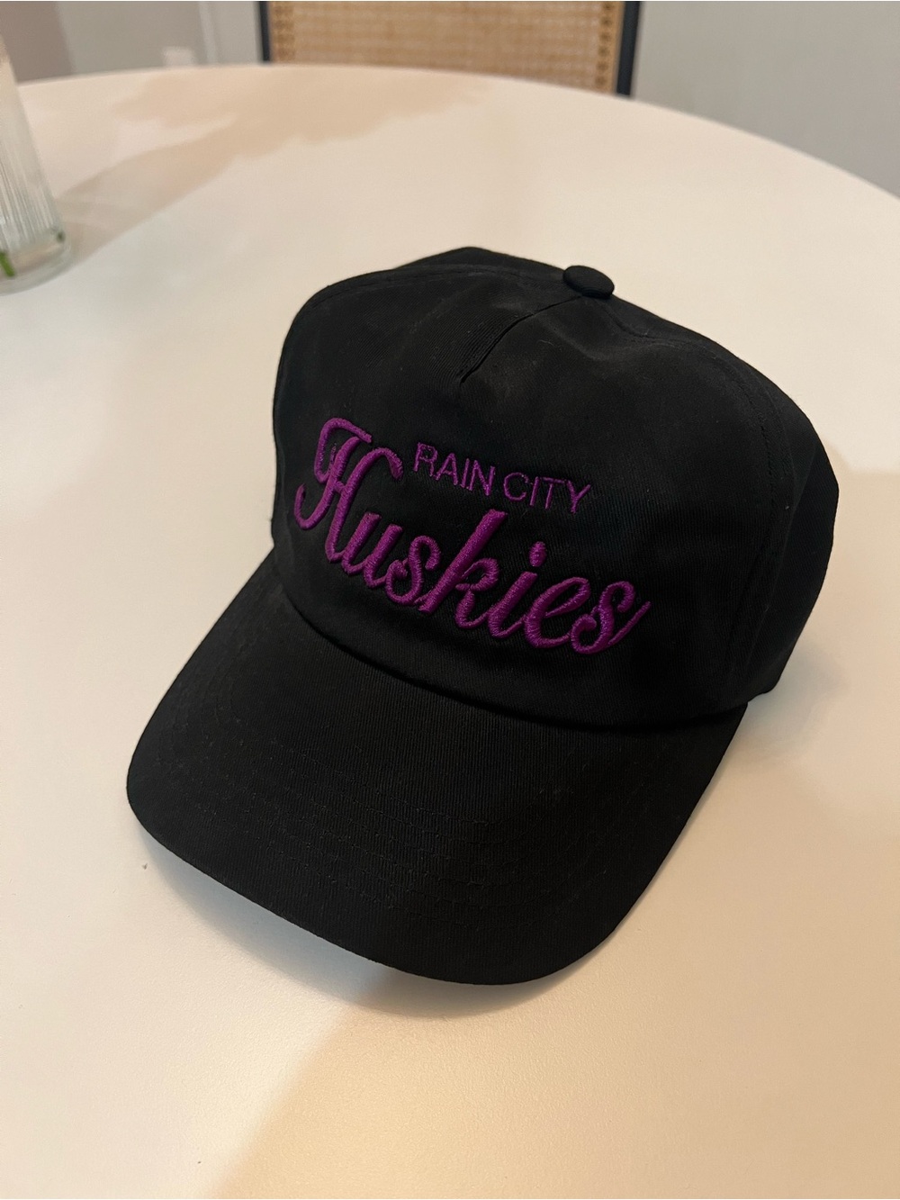 Washington Rain City Huskies Black Cap with Purple Embroidery by Rain City